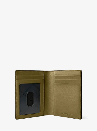 Cooper Pebbled Leather Bi-Fold Card Case Oregano Oregano