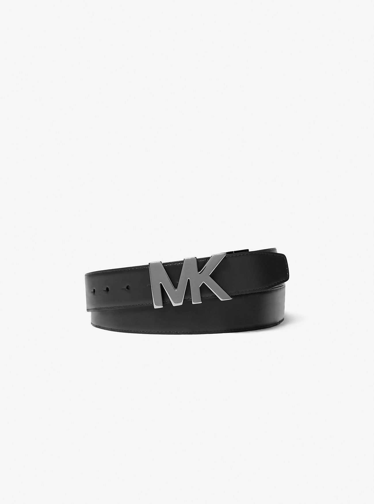 Reversible Signature Logo and Leather Belt Black Black