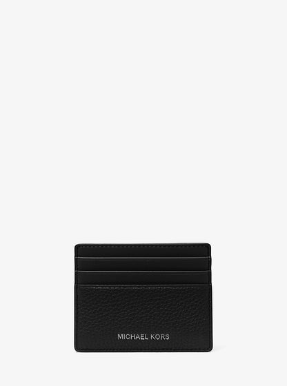 Cooper Pebbled Leather Tall Card Case Black Black