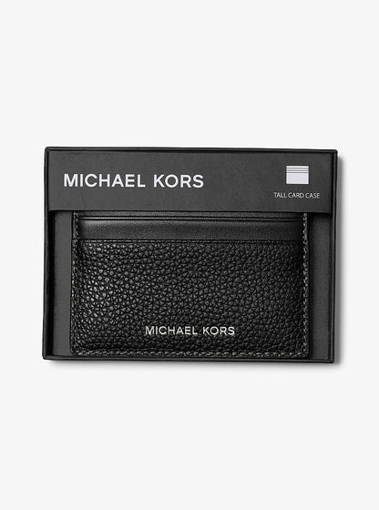 Cooper Pebbled Leather Tall Card Case Black Black