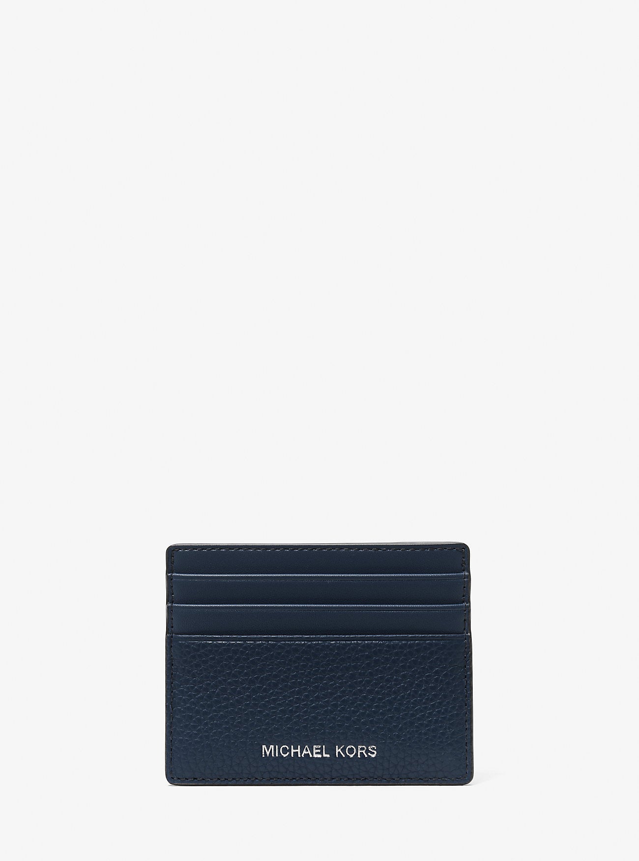 Cooper Pebbled Leather Tall Card Case Navy Navy