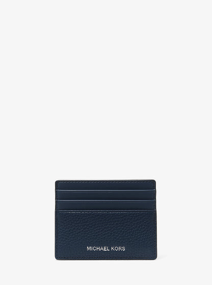 Cooper Pebbled Leather Tall Card Case Navy Navy