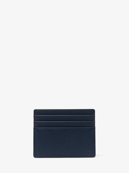 Cooper Pebbled Leather Tall Card Case Navy Navy