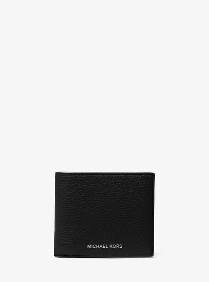 Cooper Pebbled Leather Billfold Wallet Black Black
