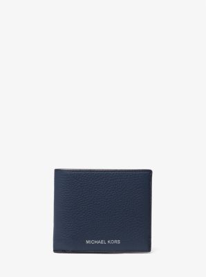 Micheal Kors Cooper Pebbled Leather Billfold Wallet Navy