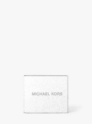 Micheal Kors Cooper Pebbled Leather Billfold Wallet With Coin Pouch Bright Wht