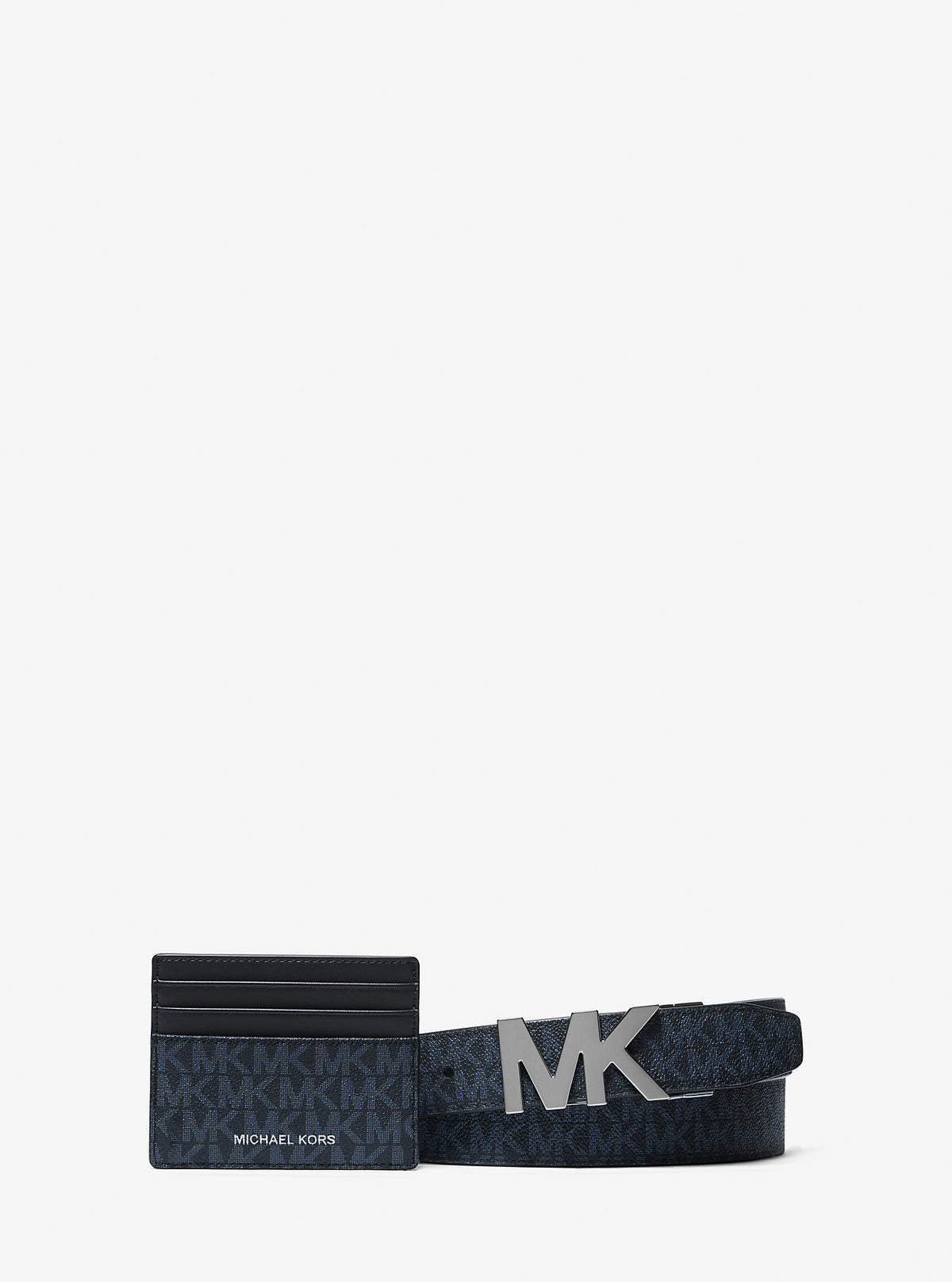 Signature Logo Card Case and Belt Gift Set Admrl-Plblue Admrl-Plblue