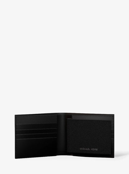 Cooper Saffiano Leather Billfold Wallet With Passcase Black Black