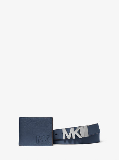 Billfold Wallet and Belt Gift Set Navy Navy