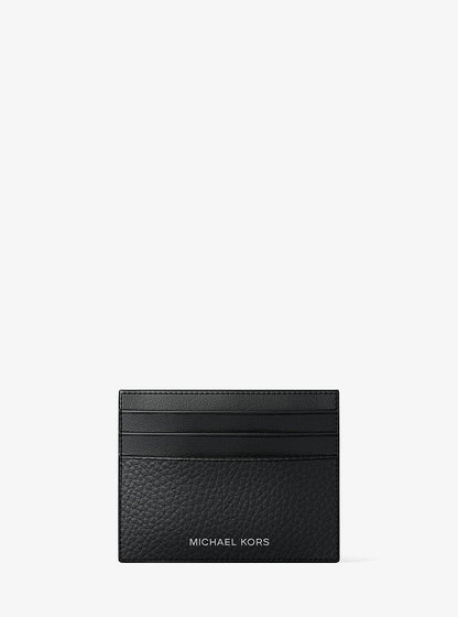 Cooper Pebbled Leather Card Case Black Black