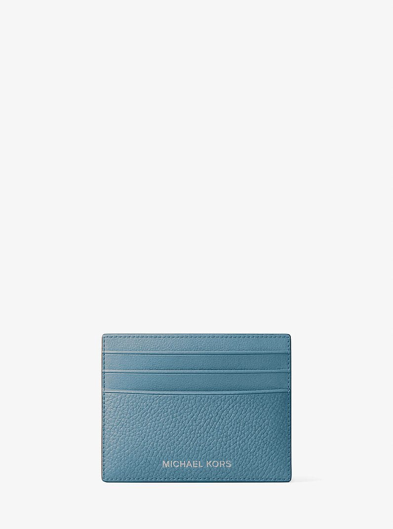 Cooper Pebbled Leather Card Case Denim Denim