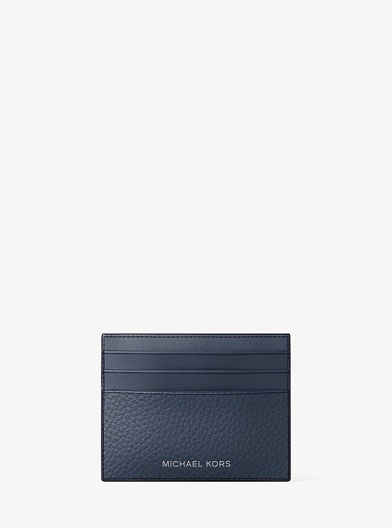 Cooper Pebbled Leather Card Case Navy Navy