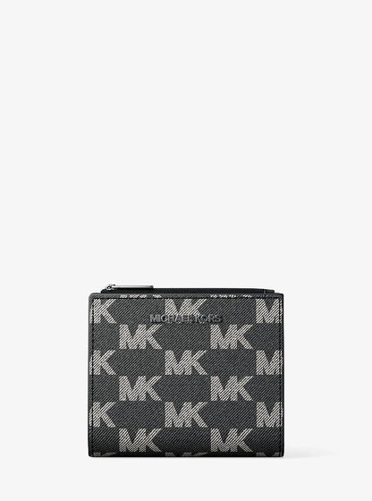 Cooper Medium Logo Jacquard Denim Zip Wallet Black Wash Black Wash