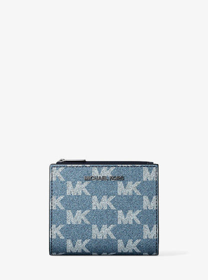 Cooper Medium Logo Jacquard Denim Zip Wallet Medium Blue Wash Medium Blue Wash