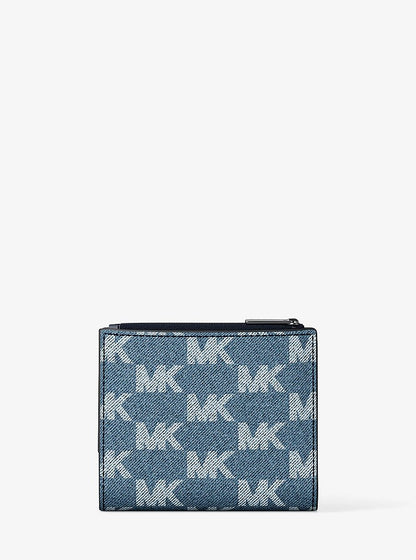 Cooper Medium Logo Jacquard Denim Zip Wallet Medium Blue Wash Medium Blue Wash