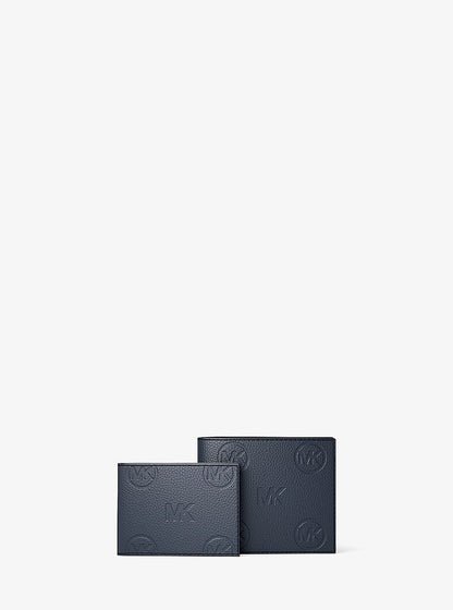 Cooper Logo Debossed Billfold Wallet With Passcase Navy Navy