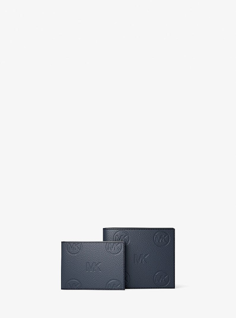 Cooper Logo Debossed Billfold Wallet With Passcase Navy Navy