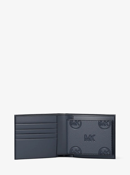 Cooper Logo Debossed Billfold Wallet With Passcase Navy Navy
