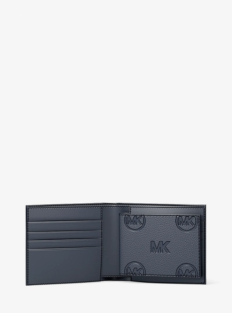 Cooper Logo Debossed Billfold Wallet With Passcase Navy Navy