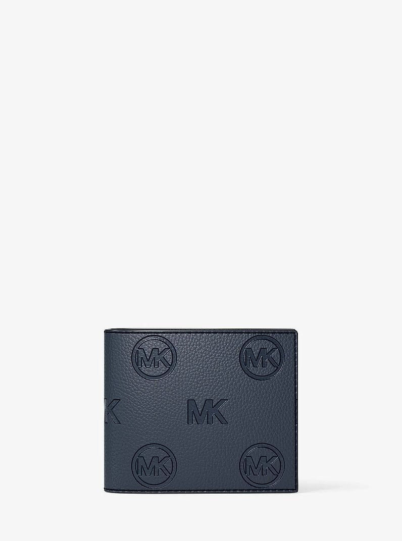 Cooper Logo Debossed Billfold Wallet With Passcase Navy Navy