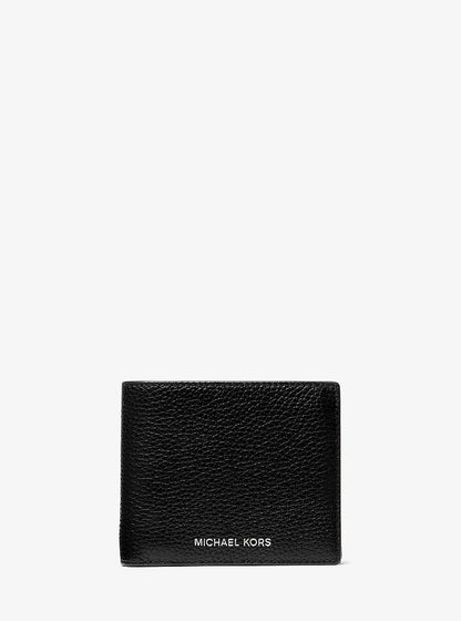Cooper Pebbled Leather Billfold Wallet With Coin Pouch Black Black