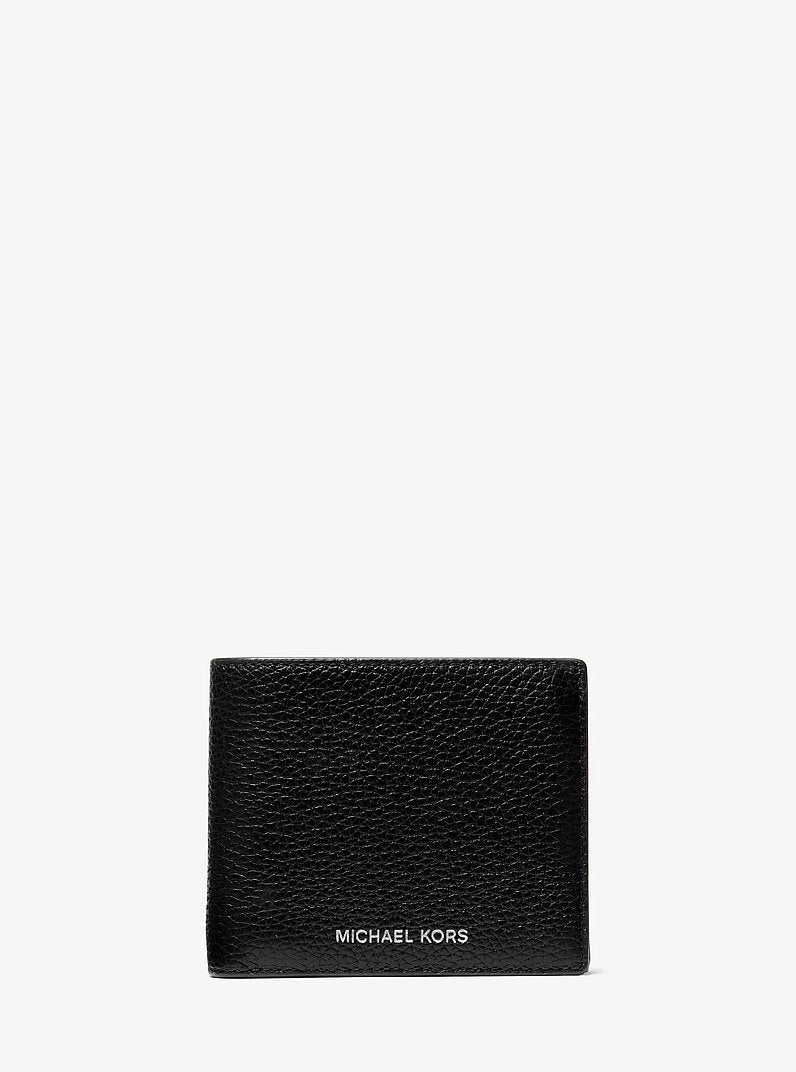 Cooper Pebbled Leather Billfold Wallet With Coin Pouch Black Black