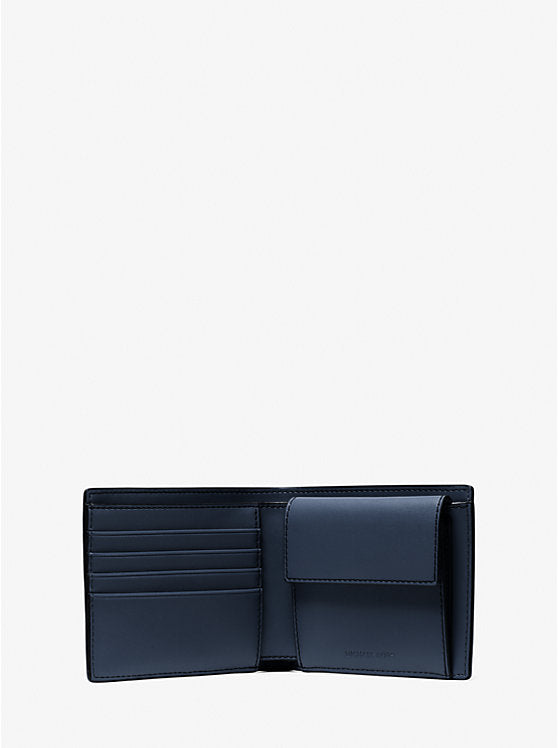 Cooper Pebbled Leather Billfold Wallet With Coin Pouch Navy Navy