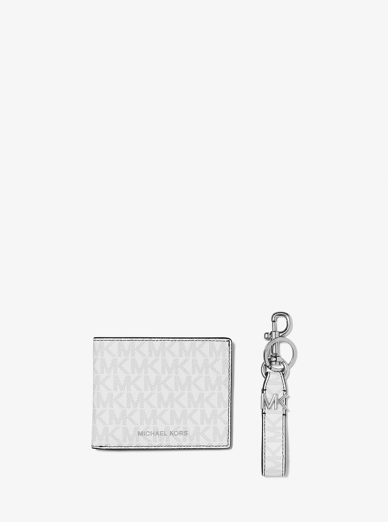 Logo Wallet and Key Chain Gift Set Bright Wht Bright Wht