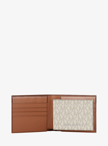 Cooper Striped Signature Logo Billfold Wallet With Passcase Vanilla Combo Vanilla Combo