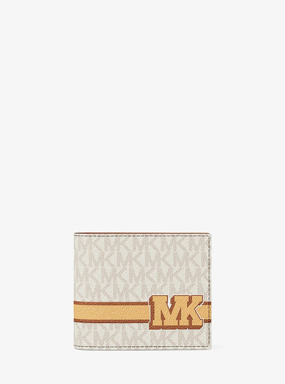 Cooper Striped Signature Logo Billfold Wallet With Passcase Vanilla Combo Vanilla Combo