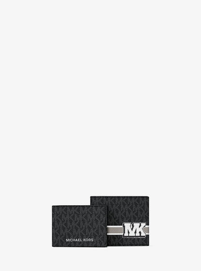 Cooper Striped Signature Logo Billfold Wallet With Passcase Black Combo Black Combo