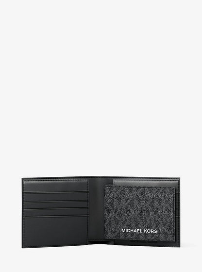 Cooper Striped Signature Logo Billfold Wallet With Passcase Black Combo Black Combo