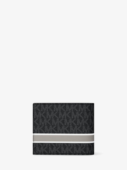 Cooper Striped Signature Logo Billfold Wallet With Passcase Black Combo Black Combo