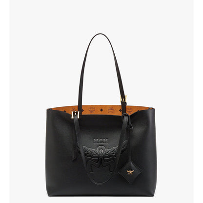 MCM Himmel Shopper In Embossed Logo Leather