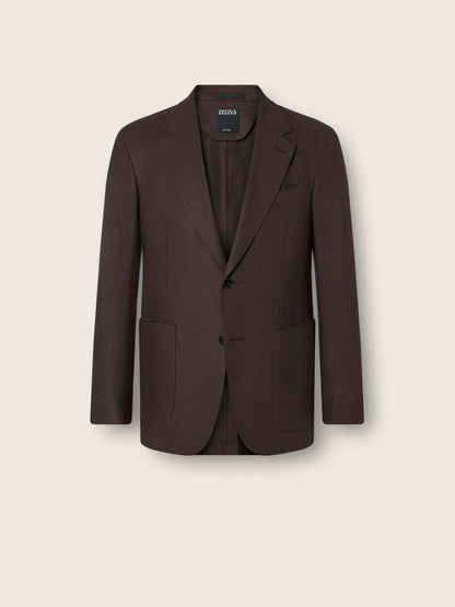 Zegna Dark Brown Oasi Lino Jacket