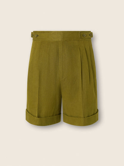 Zegna Olive Green Oasi Lino Shorts