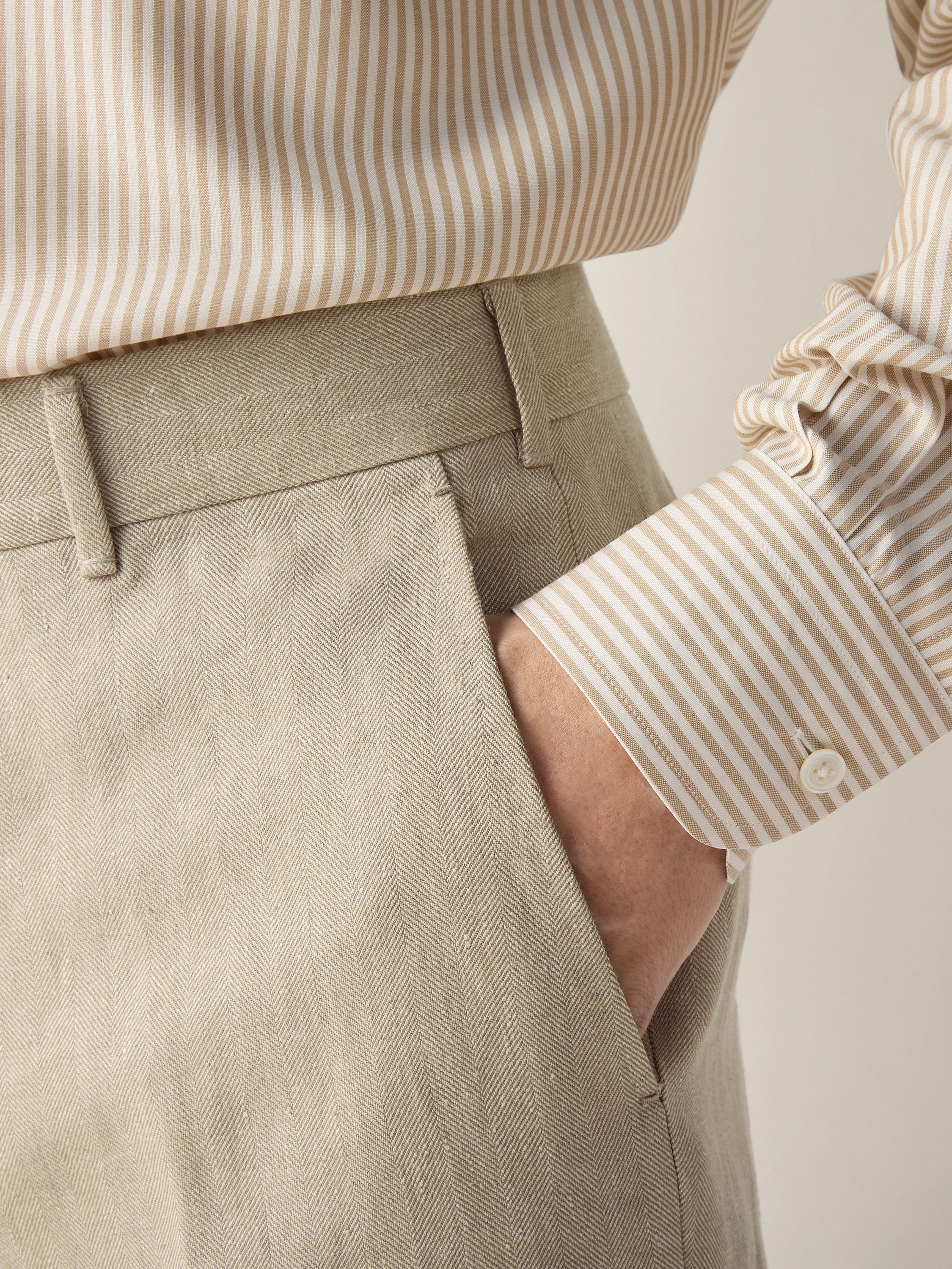 Zegna Light Taupe Oasi Lino Pants