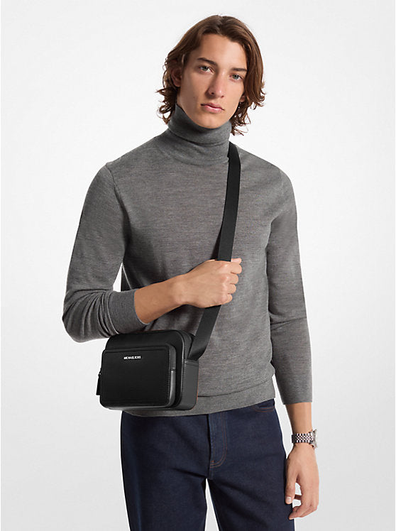 Cooper Pebbled Leather Utility Crossbody Bag Black