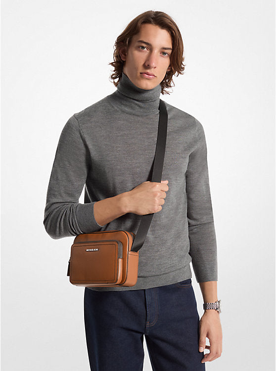 Cooper Pebbled Leather Utility Crossbody Bag Luggage