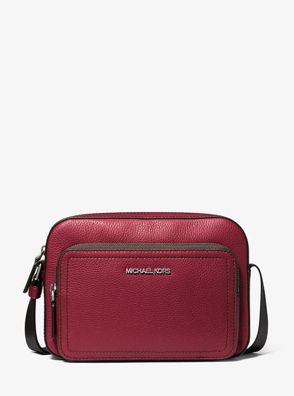 Cooper Pebbled Leather Utility Crossbody Bag Cherry Cherry