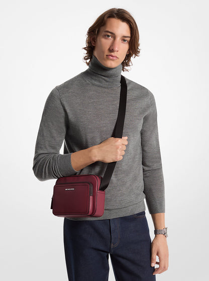 Cooper Pebbled Leather Utility Crossbody Bag Cherry Cherry