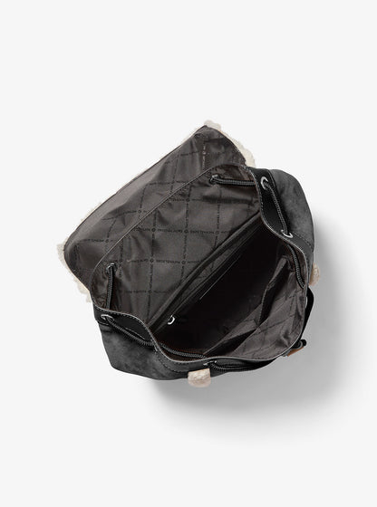 Cooper Suede and Sherpa Backpack Black Black
