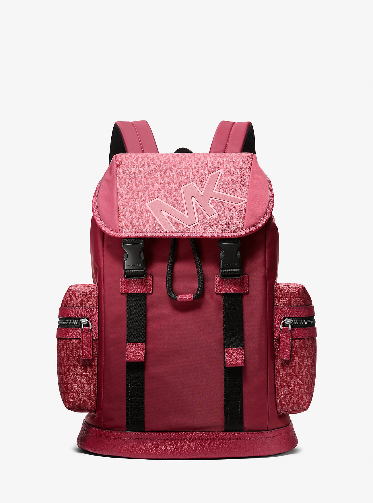 Michael Kors Cooper Signature Logo and Nylon Backpack Cherry Cherry