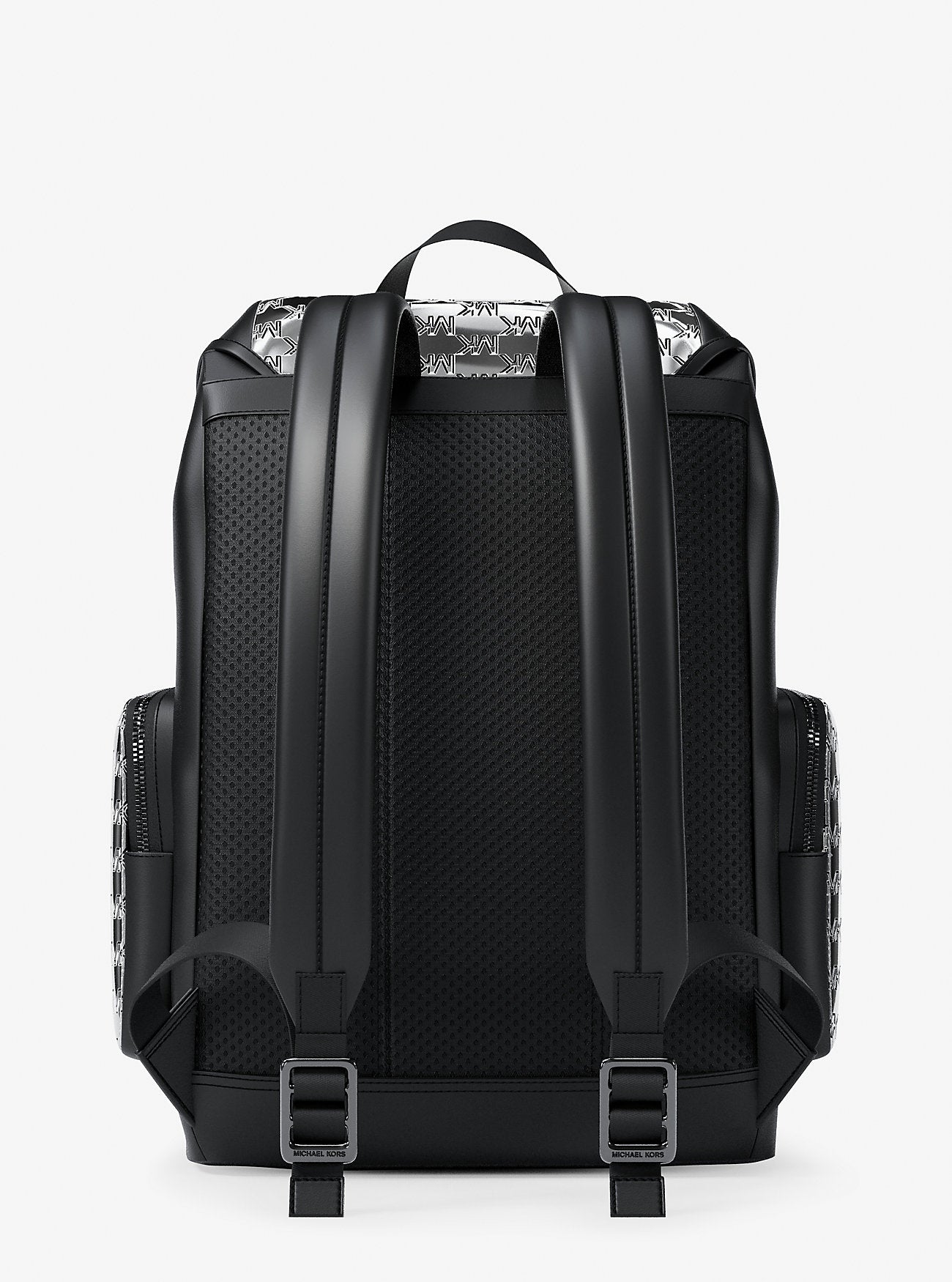 Cooper Medium Metallic Logo Debossed Backpack Silver Silver