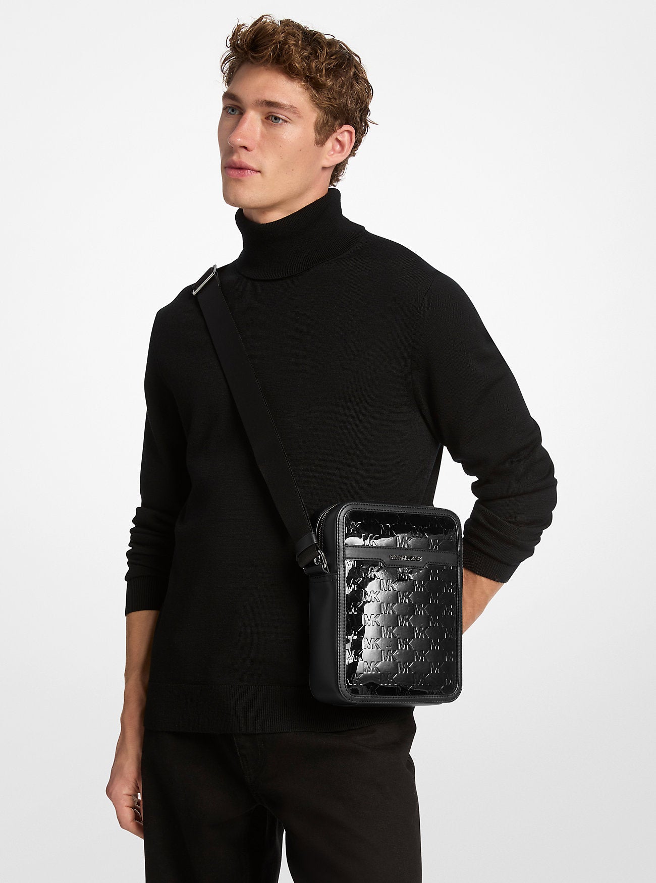 Cooper Metallic Logo Debossed Flight Bag Black Black