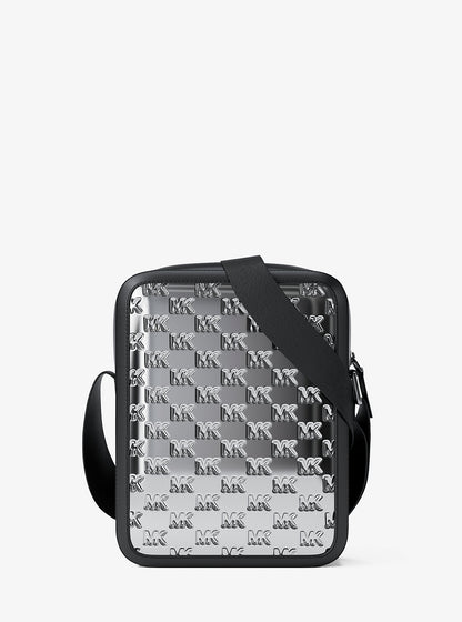 Cooper Metallic Logo Debossed Flight Bag Silver Silver