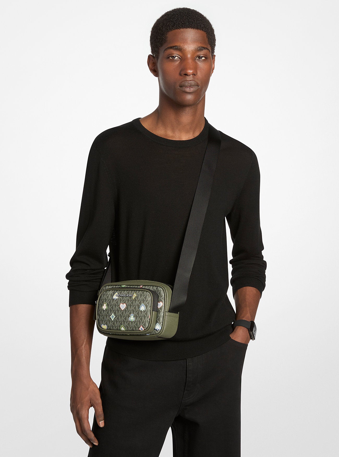 Cooper Small Printed Signature Logo Camera Crossbody Bag With Pouch Olive Olive