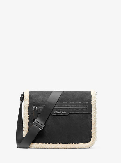 Cooper Suede and Sherpa Messenger Bag Black Black