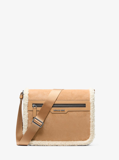 Cooper Suede and Sherpa Messenger Bag Peanut Peanut
