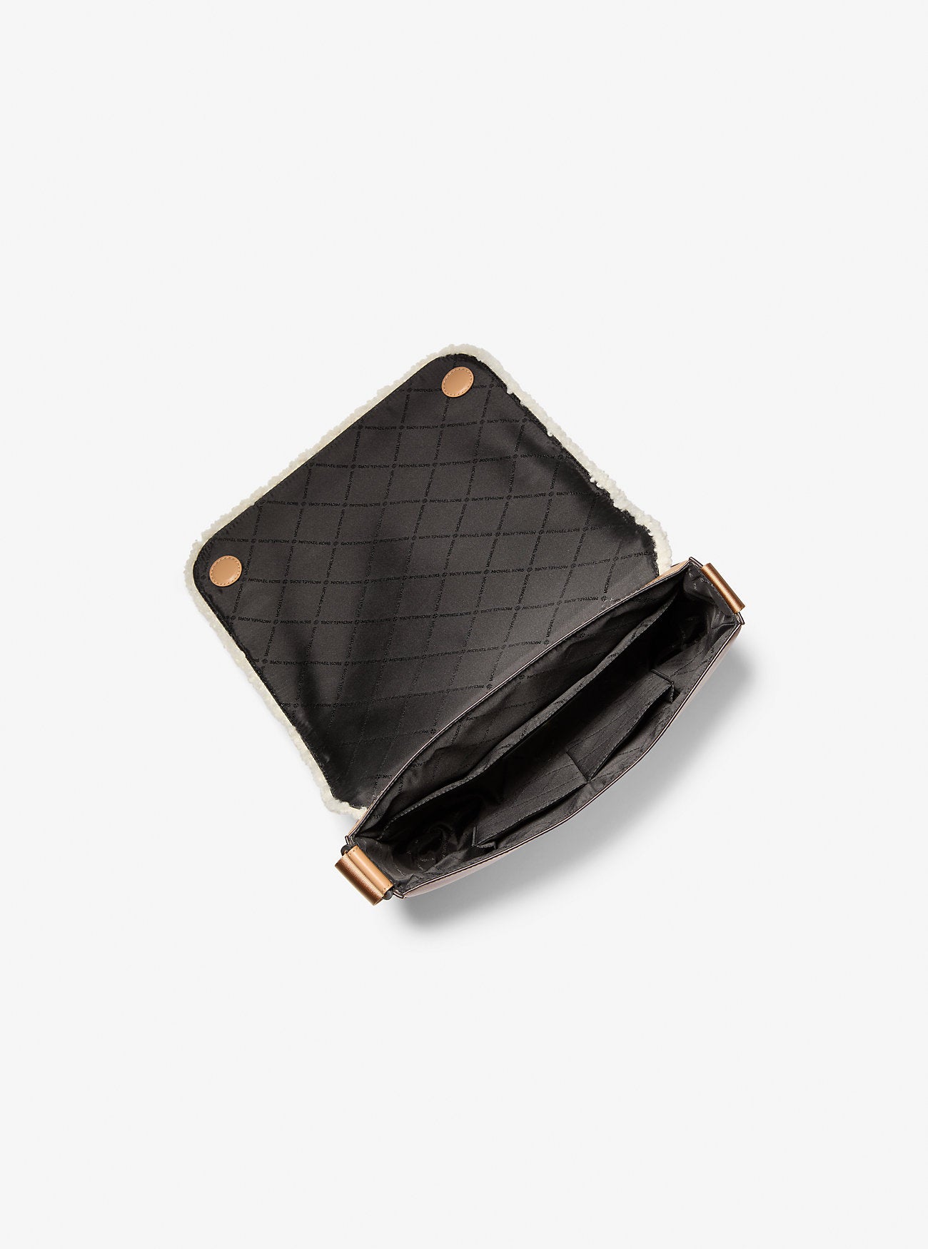 Cooper Suede and Sherpa Messenger Bag Peanut Peanut